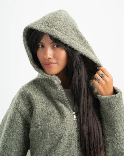 OLIVE MOHAIR JACKET