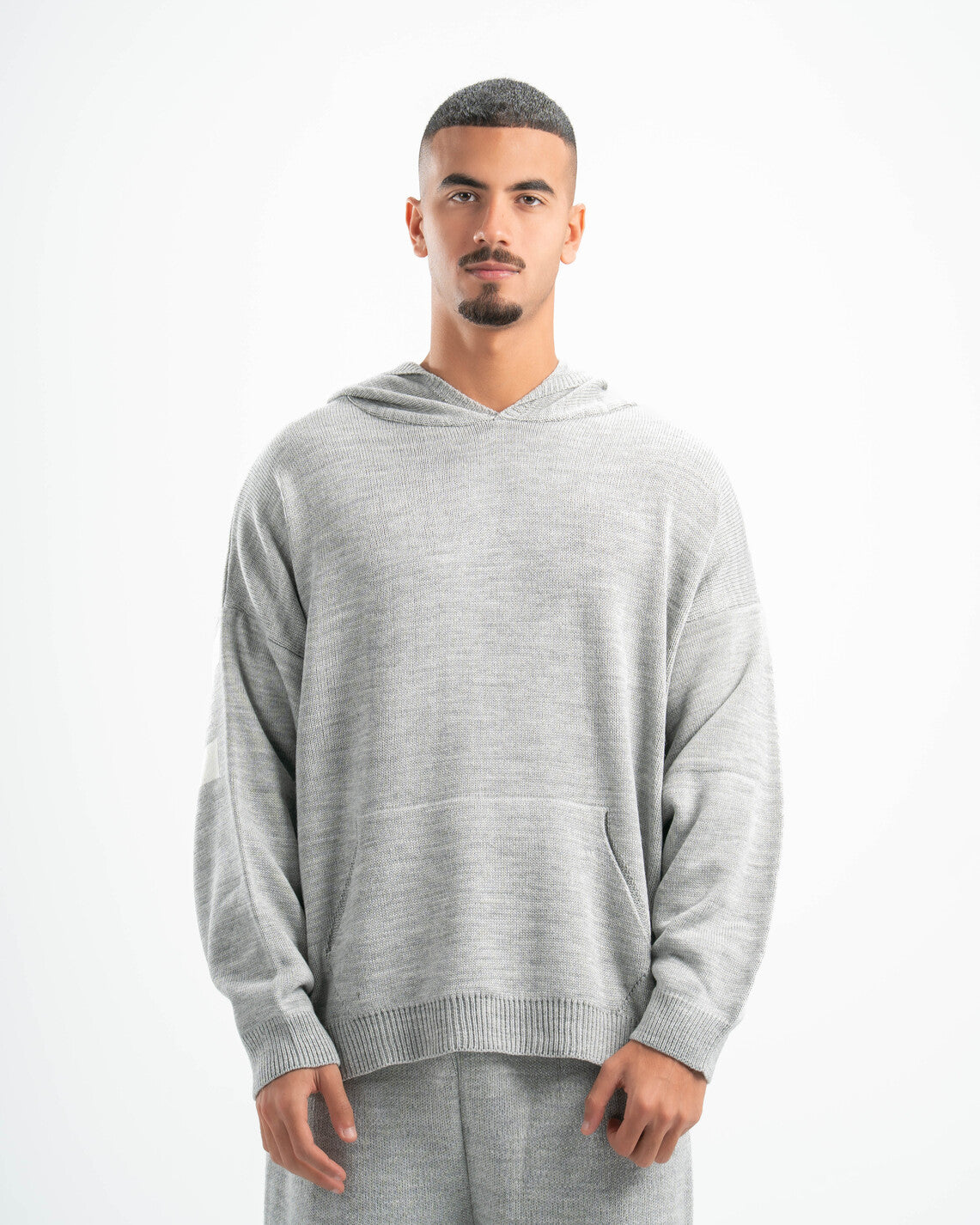 PSYCH GREY KNITTED HOODIE