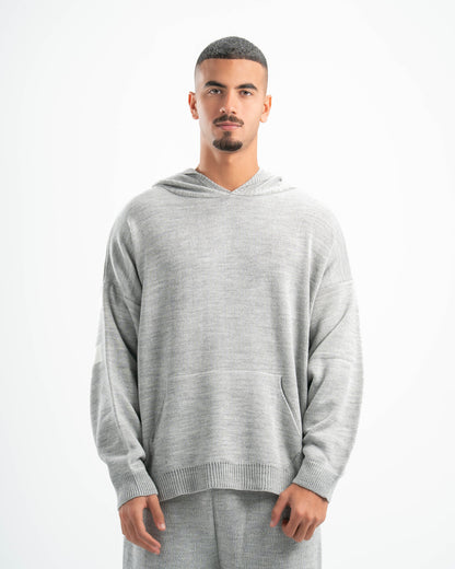 PSYCH GREY KNITTED HOODIE