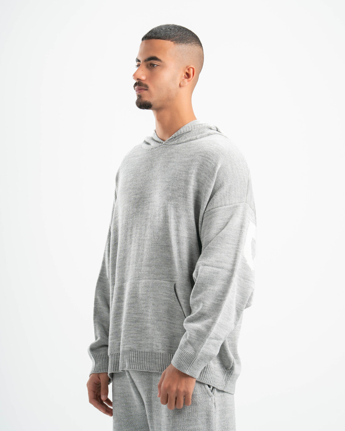 PSYCH GREY KNITTED HOODIE