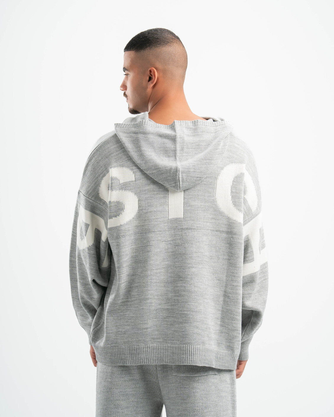 PSYCH GREY KNITTED HOODIE