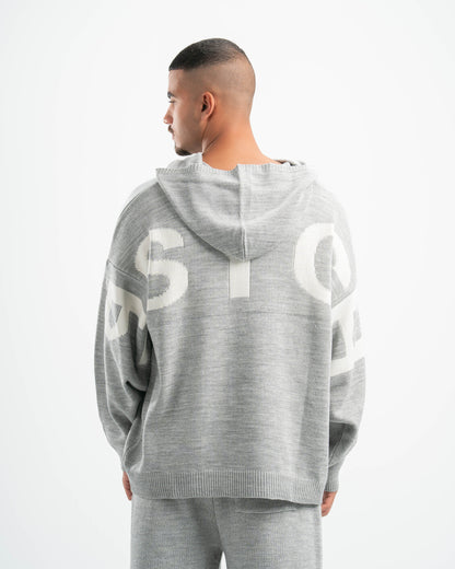 PSYCH GREY KNITTED HOODIE