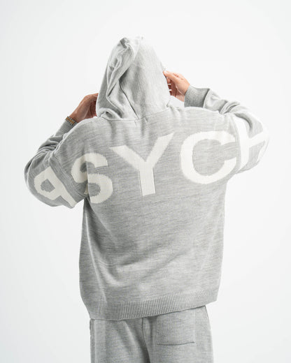 PSYCH GREY KNITTED HOODIE