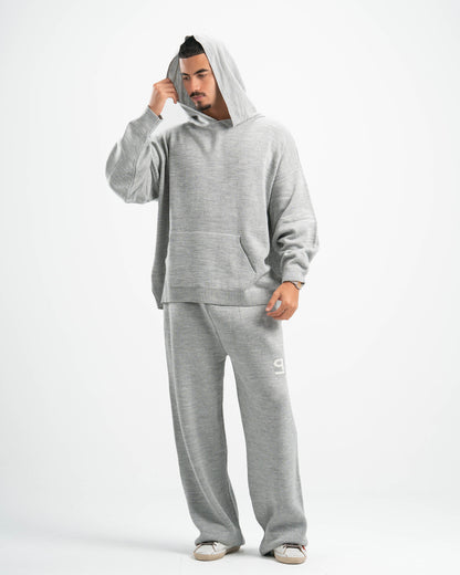 PSYCH GREY KNITTED HOODIE