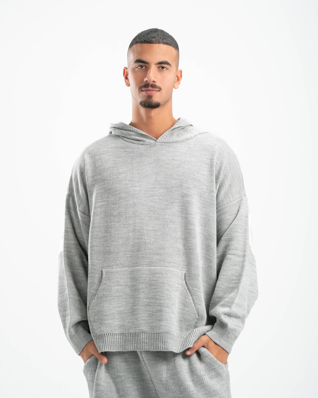 PSYCH GREY KNITTED HOODIE
