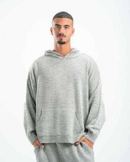 PSYCH GREY KNITTED HOODIE
