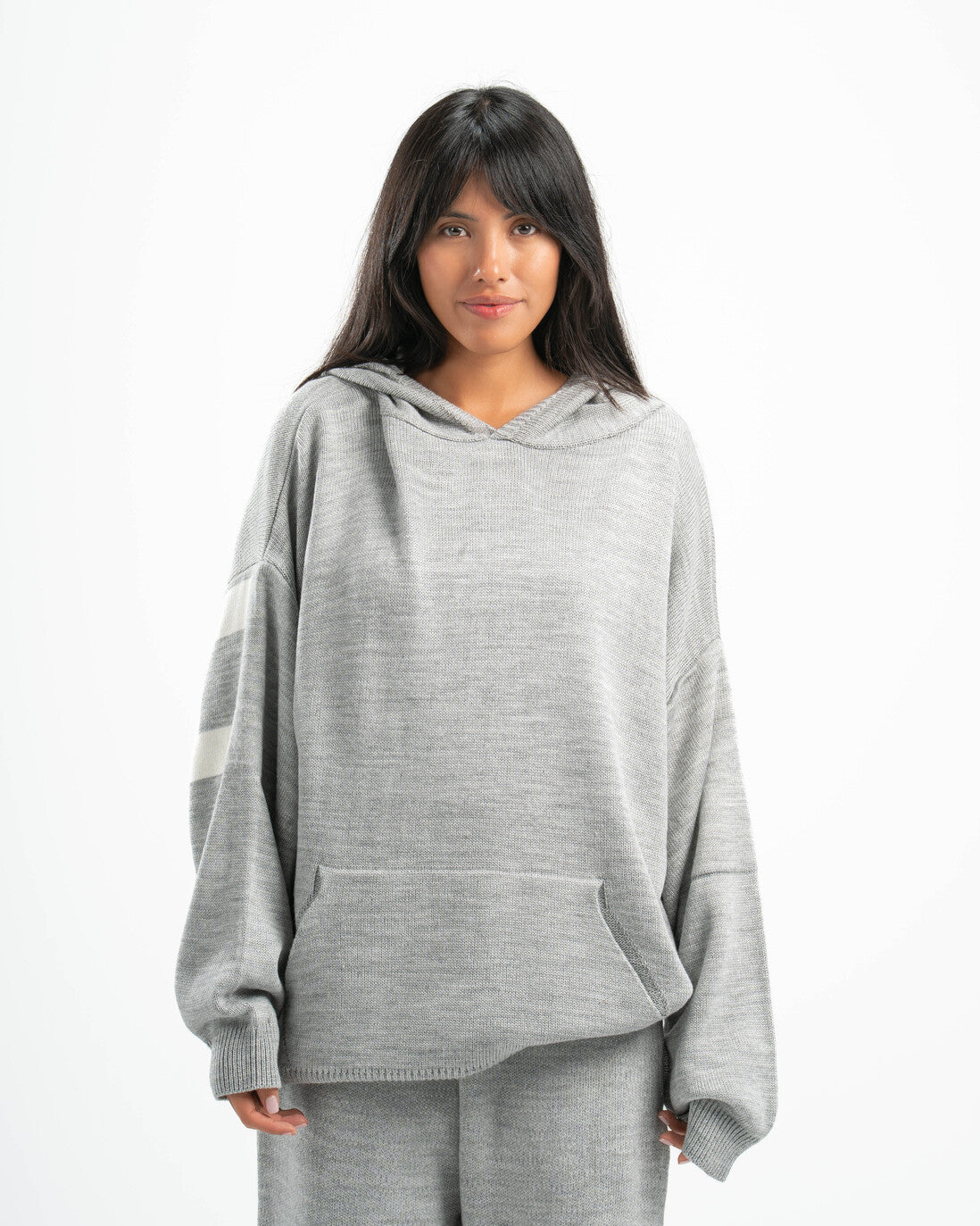 PSYCH GREY KNITTED HOODIE