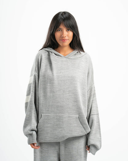 PSYCH GREY KNITTED HOODIE