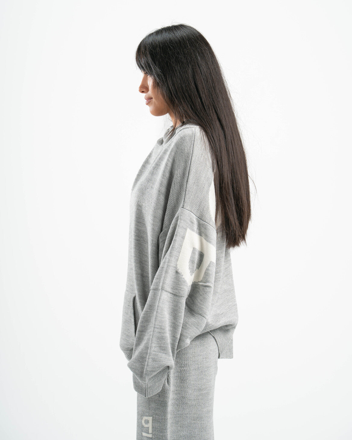 PSYCH GREY KNITTED HOODIE