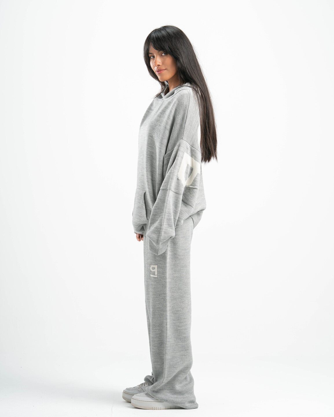 PSYCH GREY KNITTED HOODIE