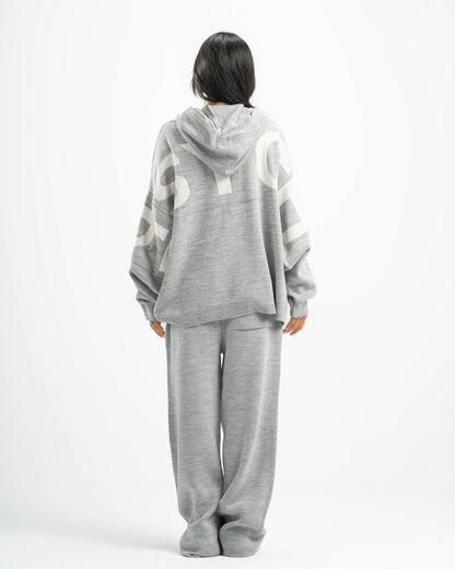 PSYCH GREY KNITTED HOODIE