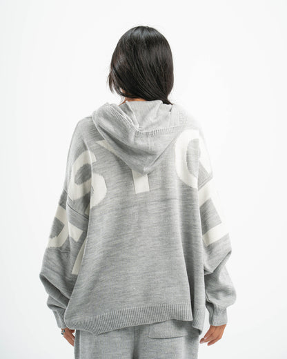 PSYCH GREY KNITTED HOODIE