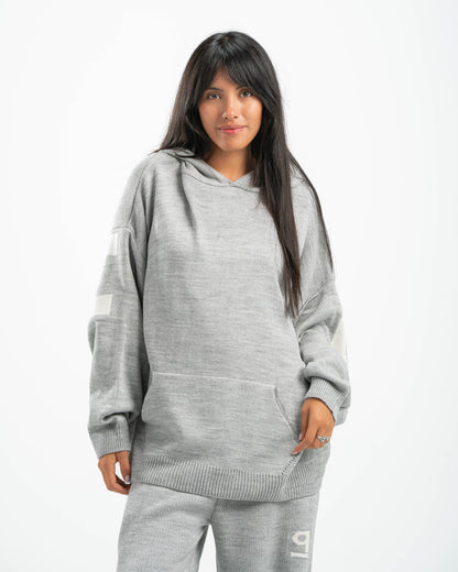 PSYCH GREY KNITTED HOODIE