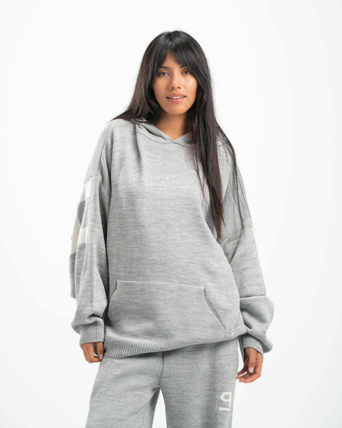 PSYCH GREY KNITTED HOODIE