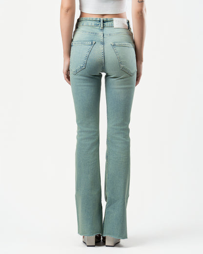 Flared Jeans in Washed Green