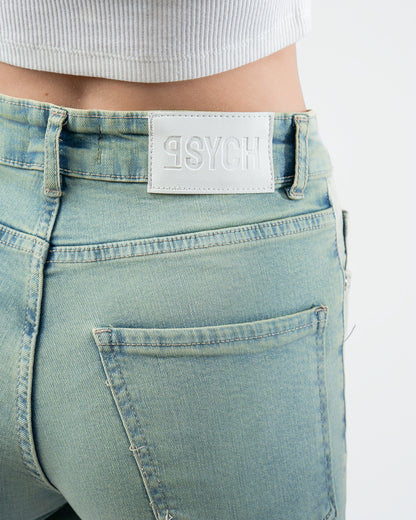 Flared Jeans in Washed Green