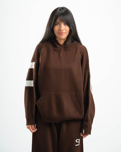 PSYCH BROWN KNITTED HOODIE