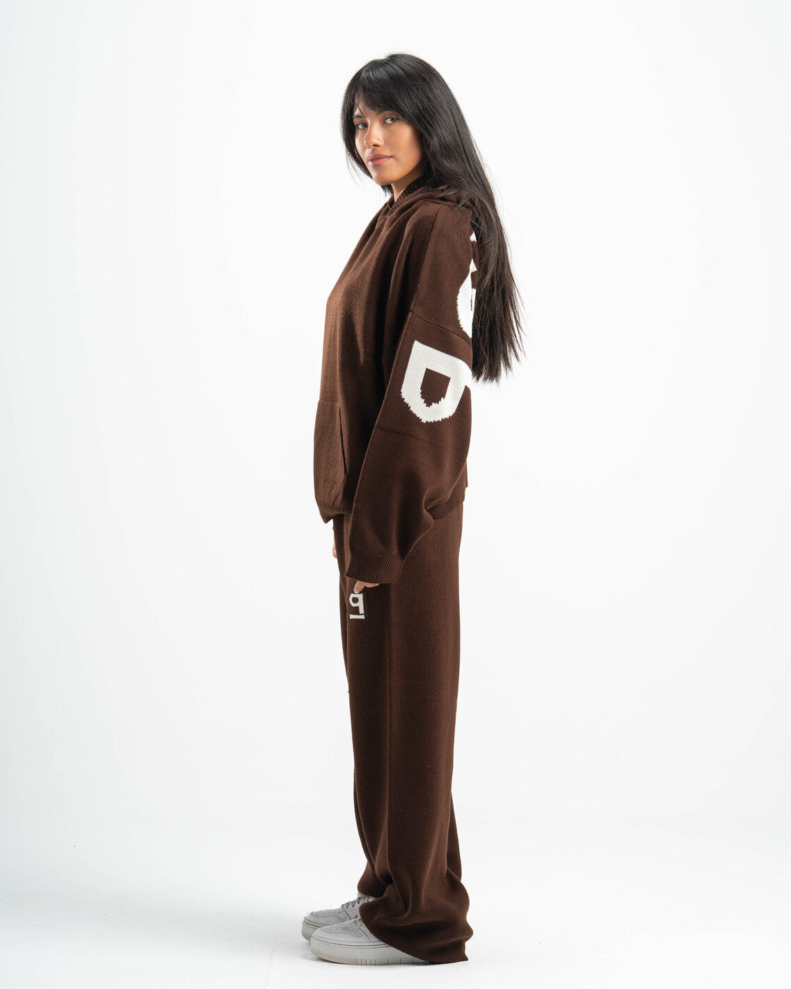 PSYCH BROWN KNITTED HOODIE