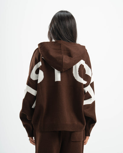 PSYCH BROWN KNITTED HOODIE
