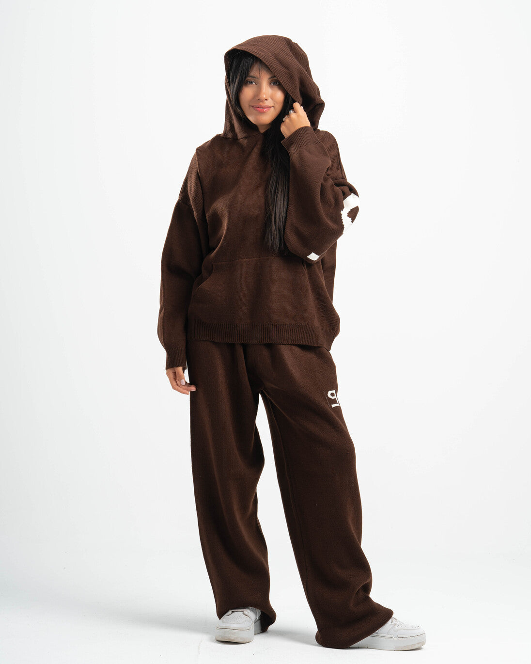 PSYCH BROWN KNITTED HOODIE