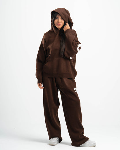 PSYCH BROWN KNITTED HOODIE