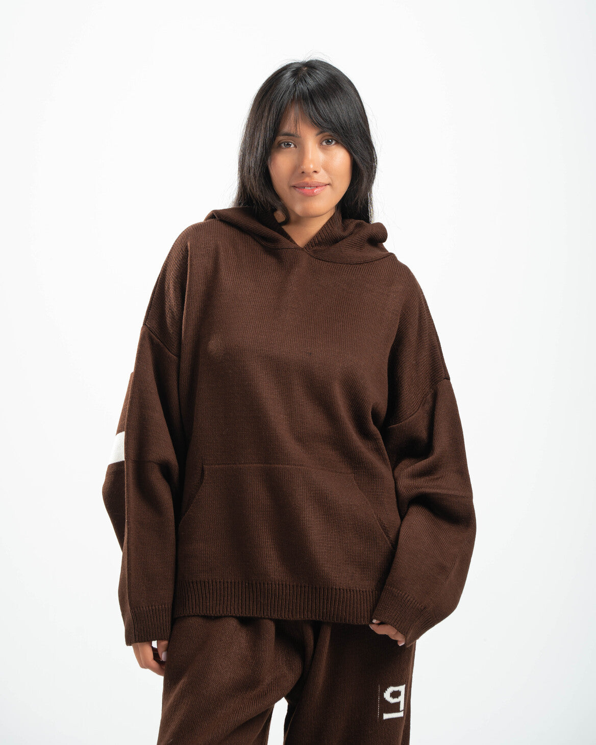 PSYCH BROWN KNITTED HOODIE