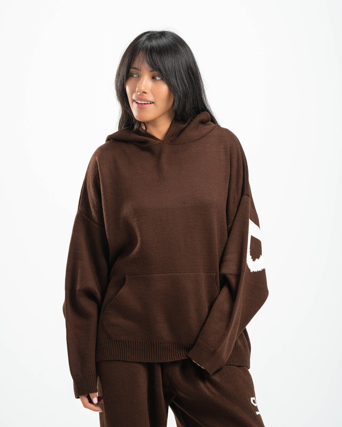 PSYCH BROWN KNITTED HOODIE