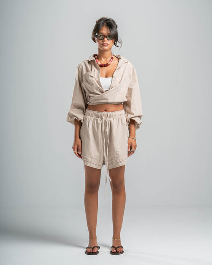BEIGE COASTAL SHORTS