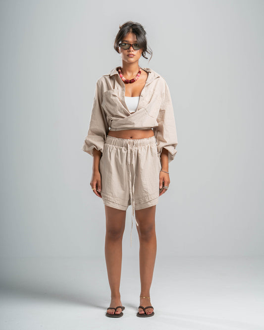 BEIGE COASTAL SHORTS