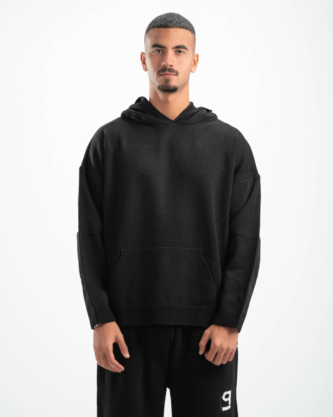 PSYCH BLACK KNITTED HOODIE