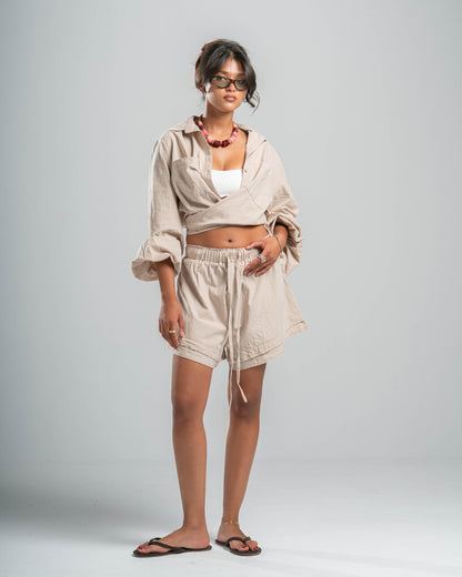 BEIGE COASTAL SHORTS