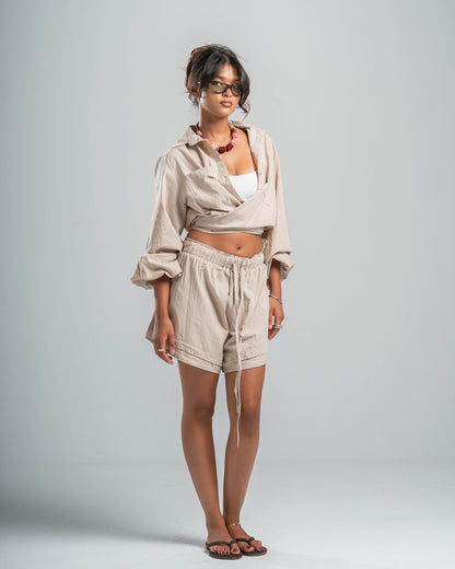 BEIGE COASTAL SHORTS