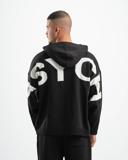PSYCH BLACK KNITTED HOODIE