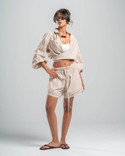 BEIGE COASTAL SHORTS