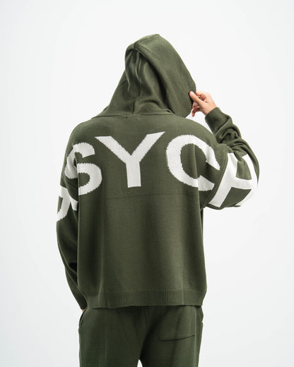 PSYCH OLIVE KNITTED HOODIE