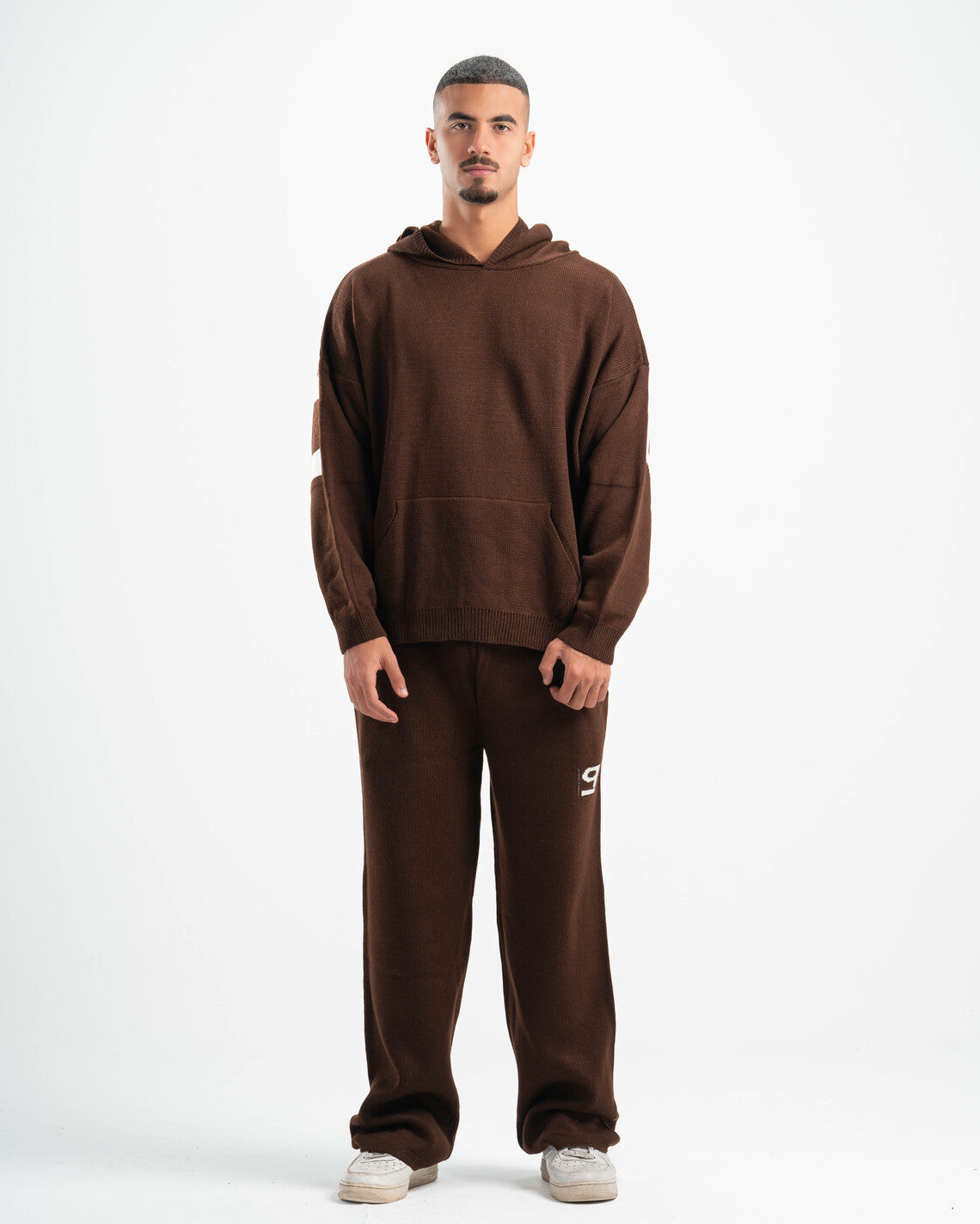 PSYCH BROWN KNITTED HOODIE