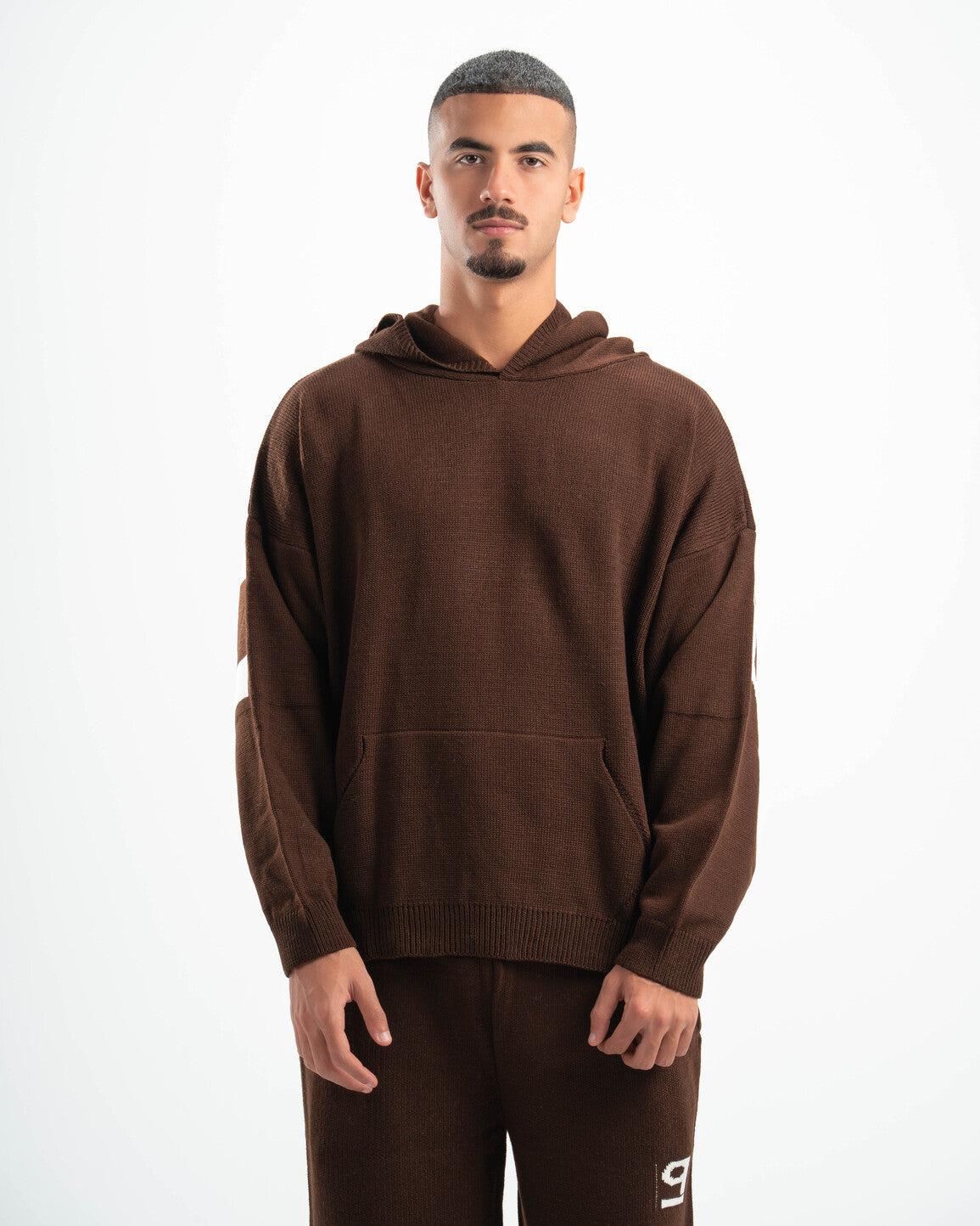 PSYCH BROWN KNITTED HOODIE
