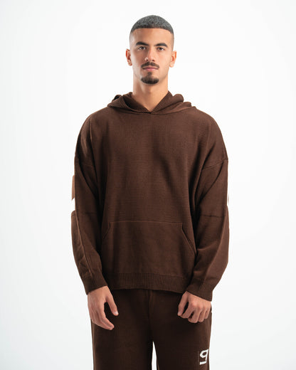 PSYCH BROWN KNITTED HOODIE