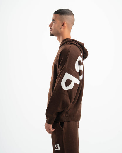 PSYCH BROWN KNITTED HOODIE