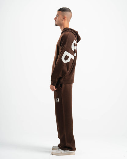 PSYCH BROWN KNITTED HOODIE