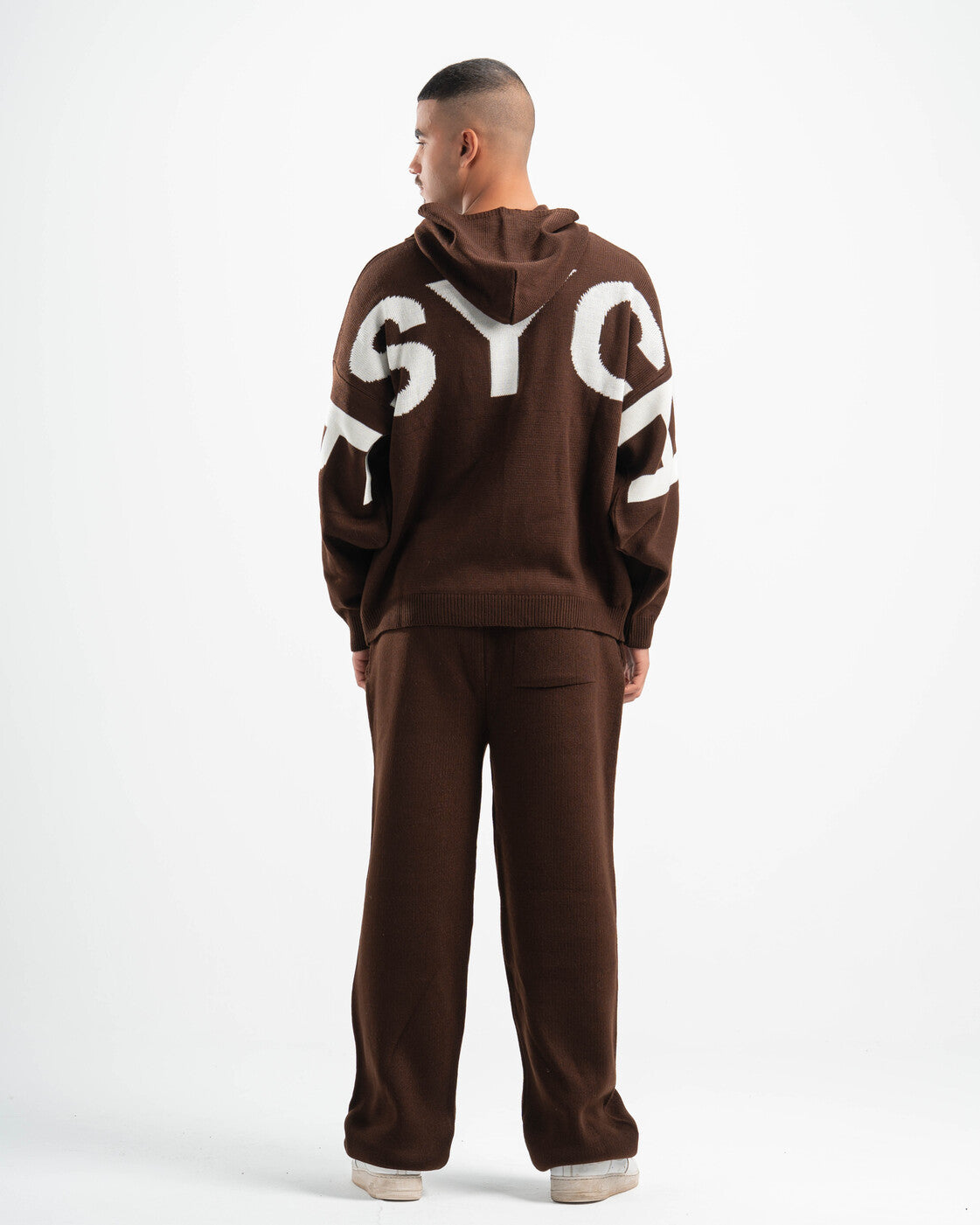 PSYCH BROWN KNITTED HOODIE