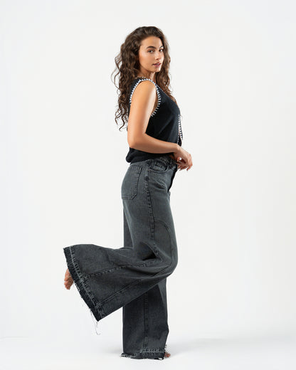 Stitched Knit Top in Black