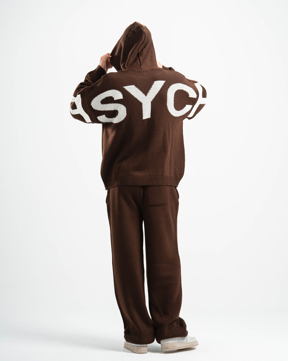 PSYCH BROWN KNITTED HOODIE