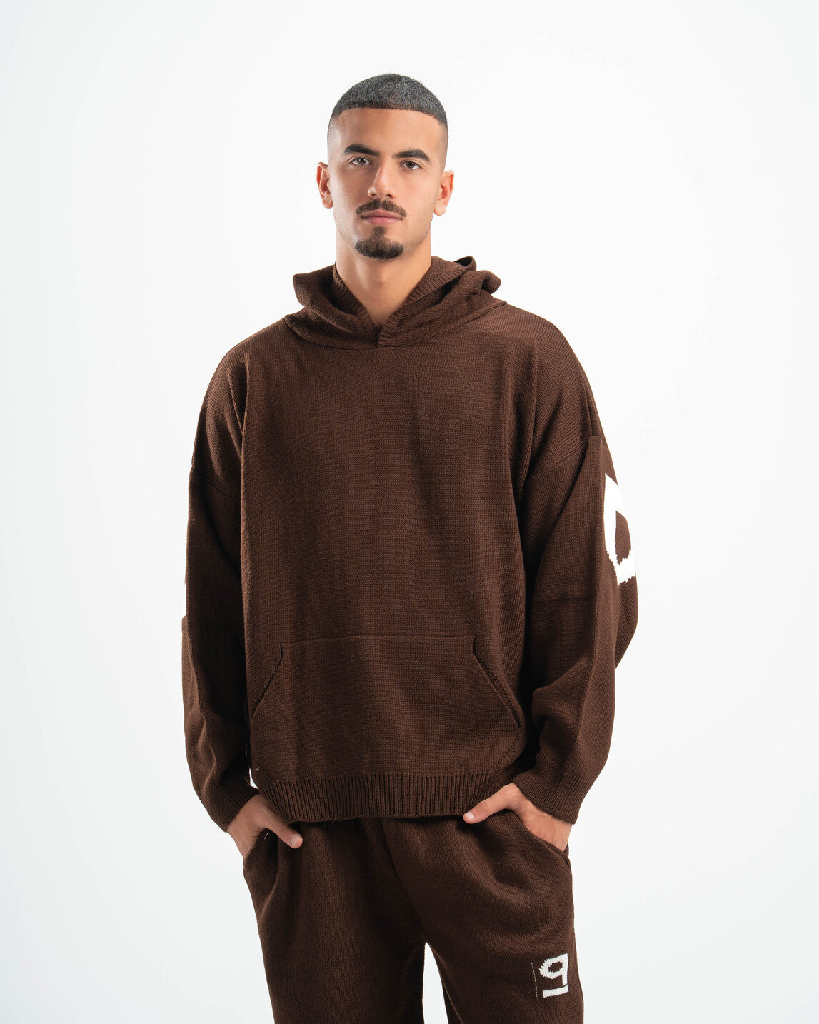 PSYCH BROWN KNITTED HOODIE