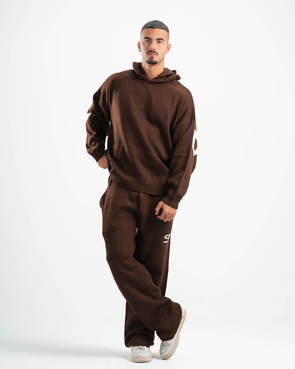 PSYCH BROWN KNITTED HOODIE