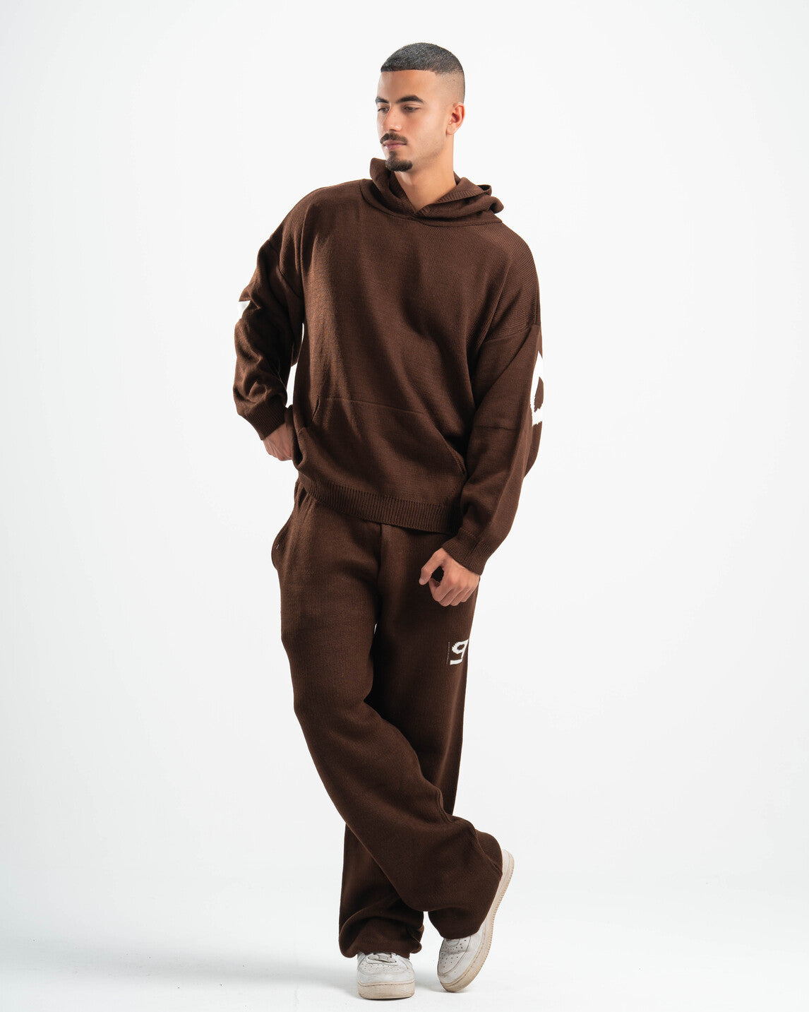 PSYCH BROWN KNITTED HOODIE