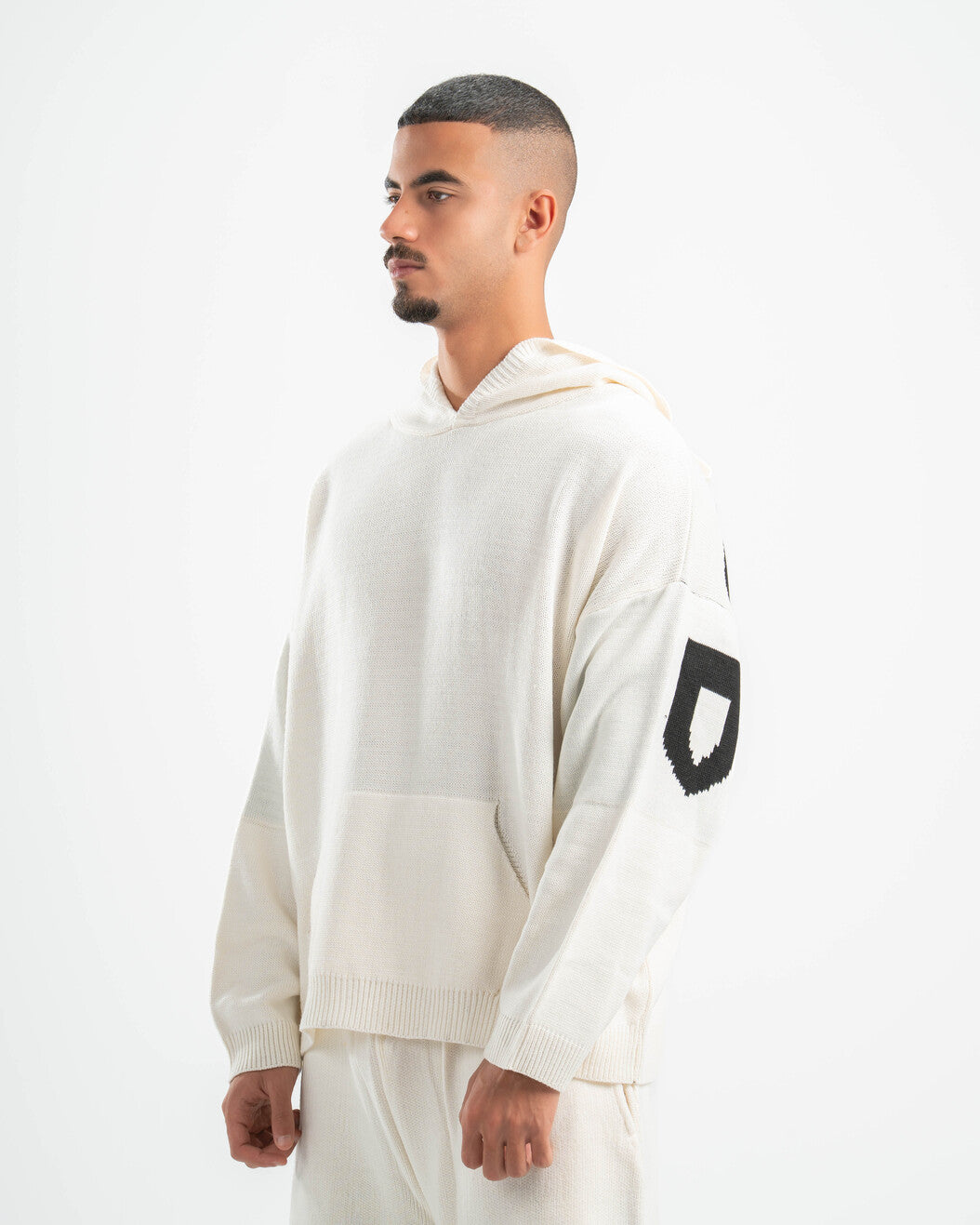 PSYCH WHITE KNITTED HOODIE