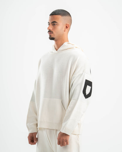PSYCH WHITE KNITTED HOODIE