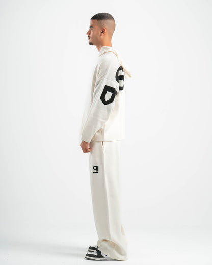 PSYCH WHITE KNITTED HOODIE