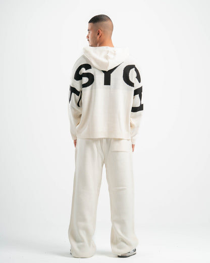 PSYCH WHITE KNITTED HOODIE
